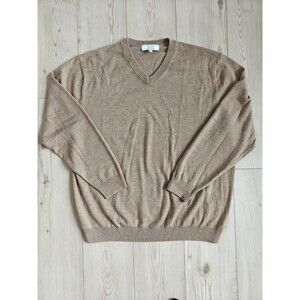 Turnbury Extra Fine Merino Wool Sweater Mens XL Brown  V-Neck Pullover